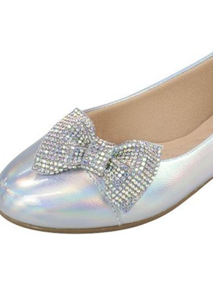 Sapatilha Holográfico Laço Infantil Pampili Prata 2