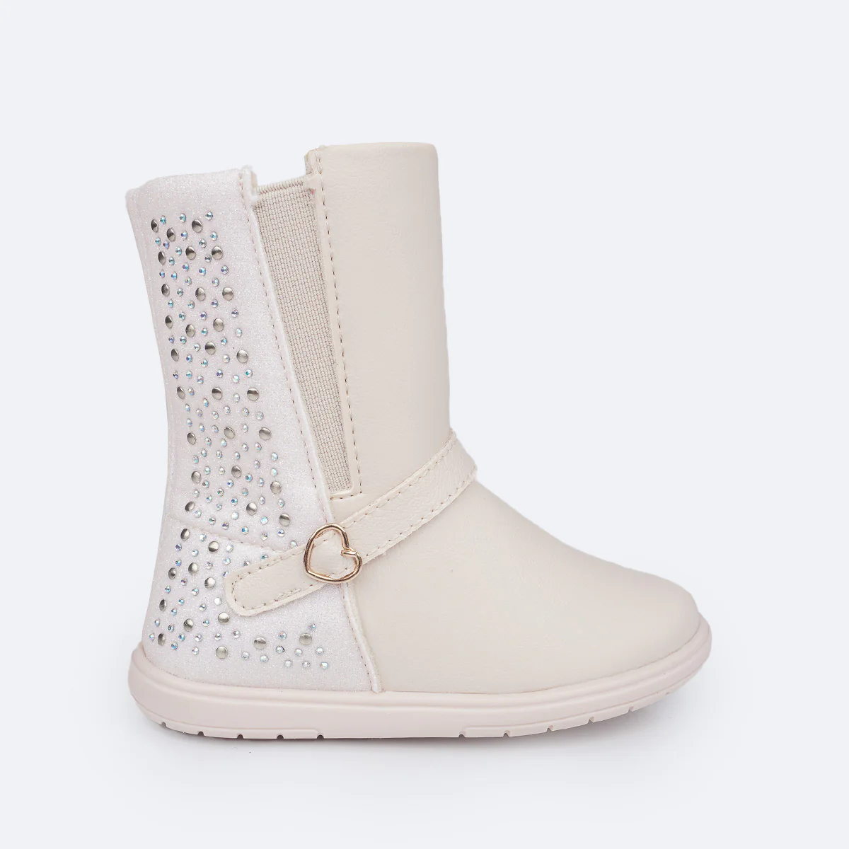 Bota Infantil Feminina Pampili Jujuba Glitter e Strass Nude