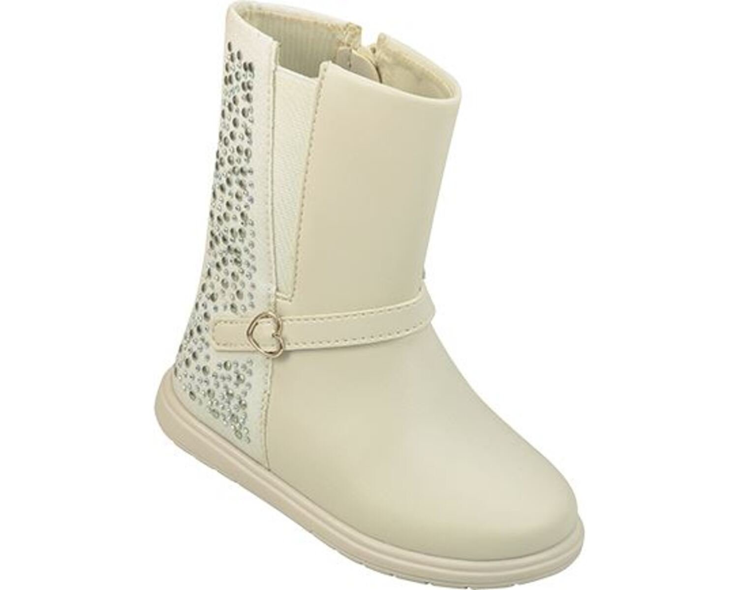 Bota Infantil Feminina Pampili Jujuba Glitter e Strass Nude Bege 2