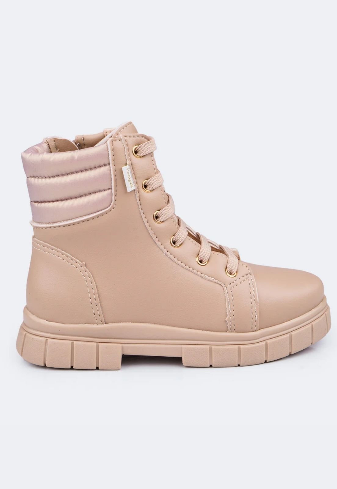 Bota Coturno Infantil Feminina Lucky Cano Baixo Comfy Bege Bege 2