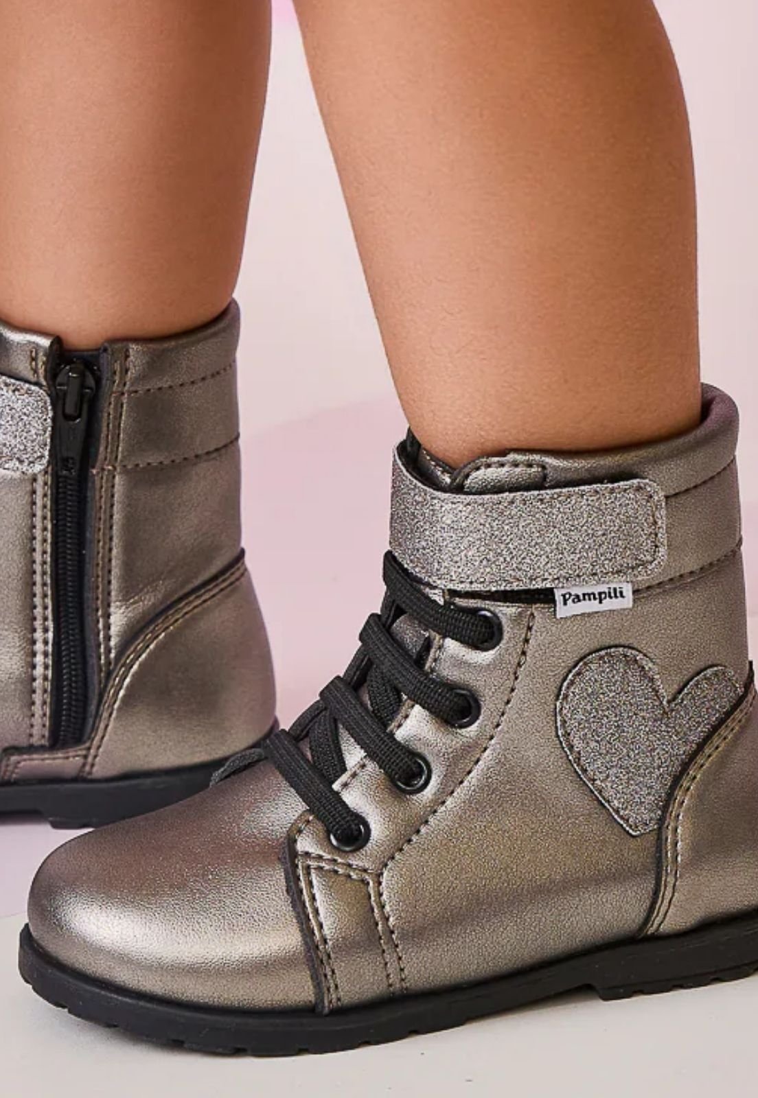 Bota Coturno Infantil Feminina Rubi Glitter Grafite Grafite 3