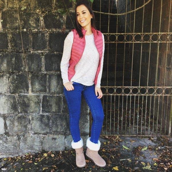 Bota Bege Forrada Com Pelos Branco Bege 4