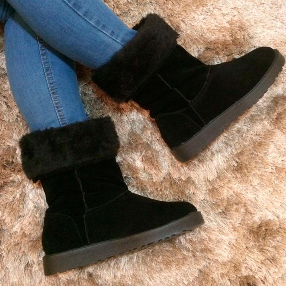 Bota Preta Forrada Com Pelos Preto 5