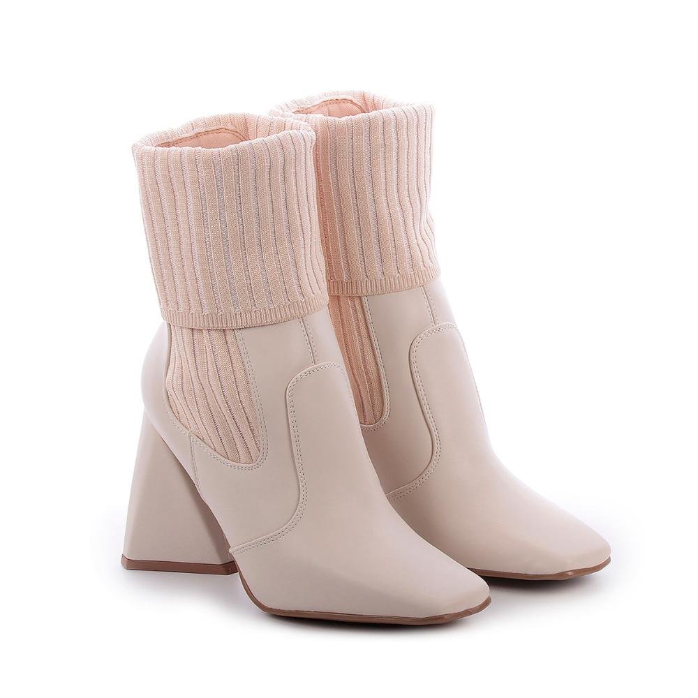 Bota Meia Salto Triângulo Jade Off White