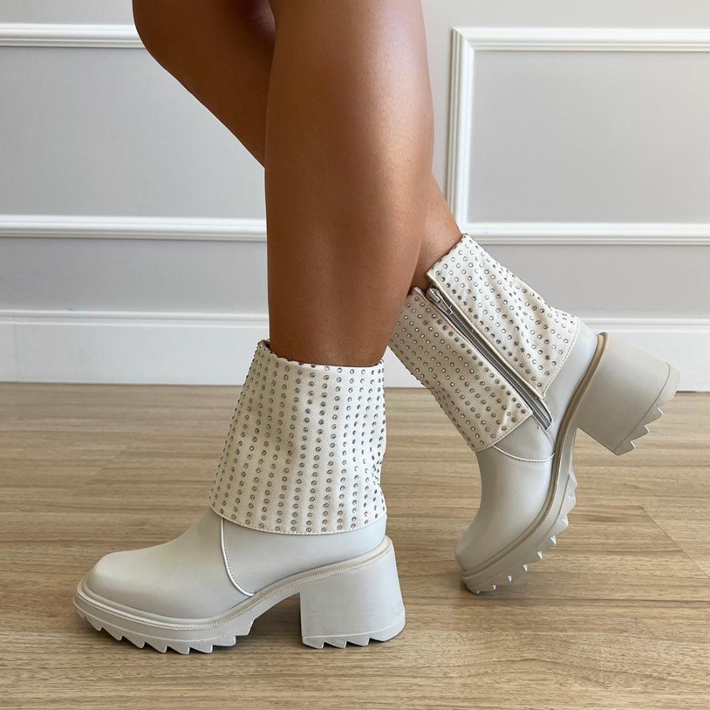 Bota Nicole Off White Branco 7