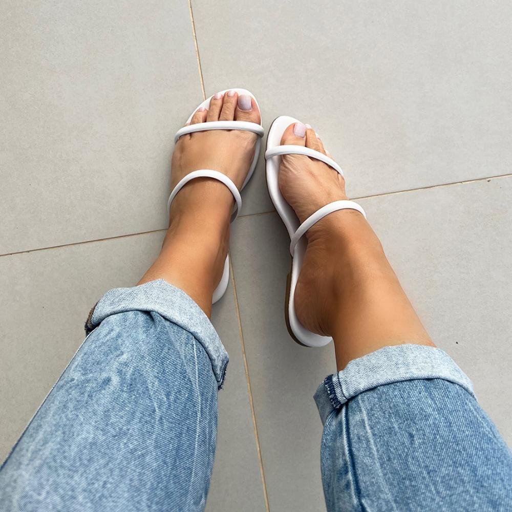 Rasteira Flat Anna Branco Branco 3