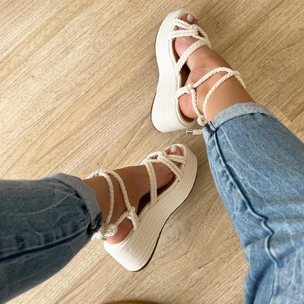 Sandália Cordas Hope Off White Branco 2