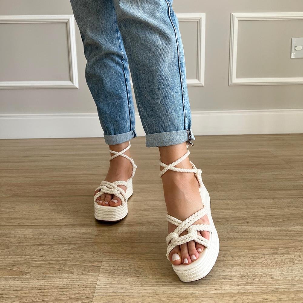 Sandália Cordas Hope Off White Branco 4