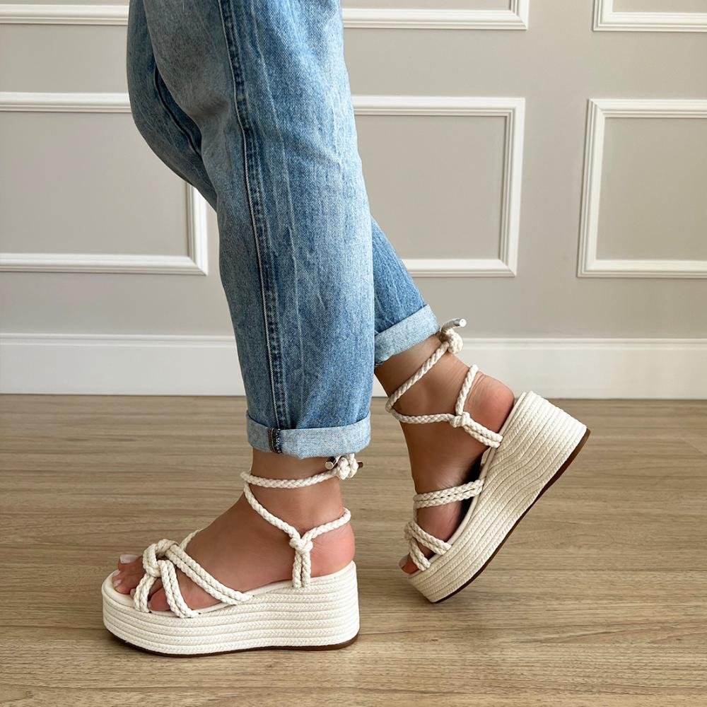 Sandália Cordas Hope Off White Branco 5