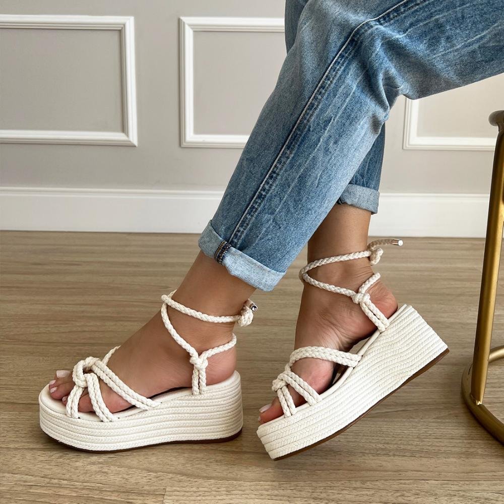Sandália Cordas Hope Off White Branco 6
