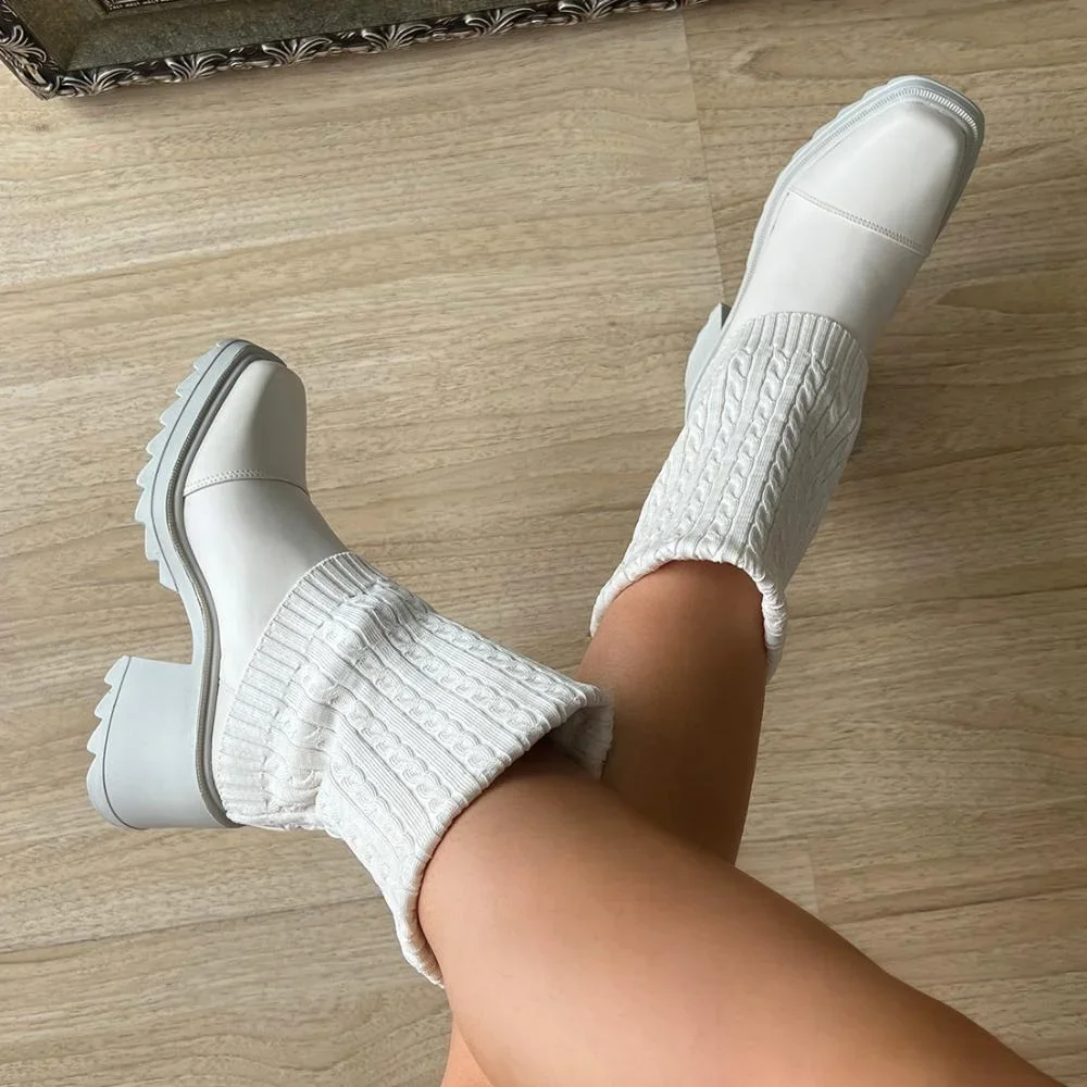 Bota Meia Betina Off White Bege 2