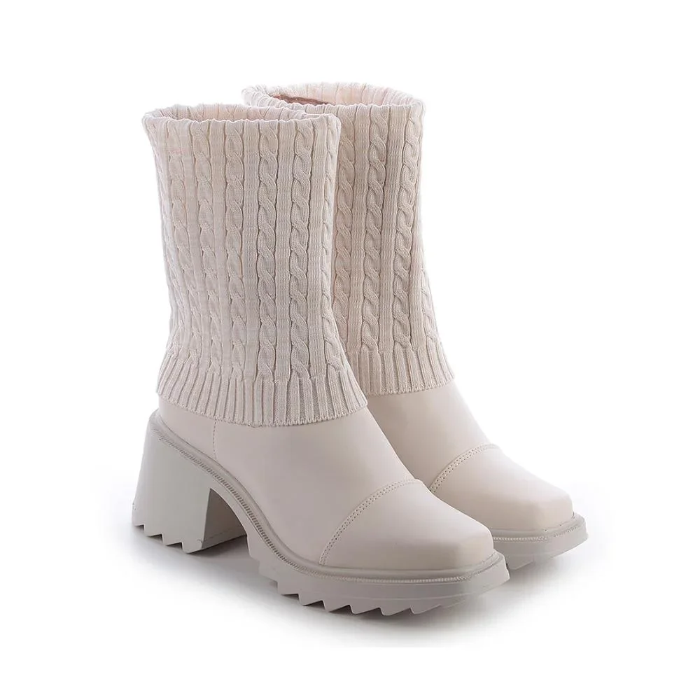 Bota Meia Betina Off White Bege 3
