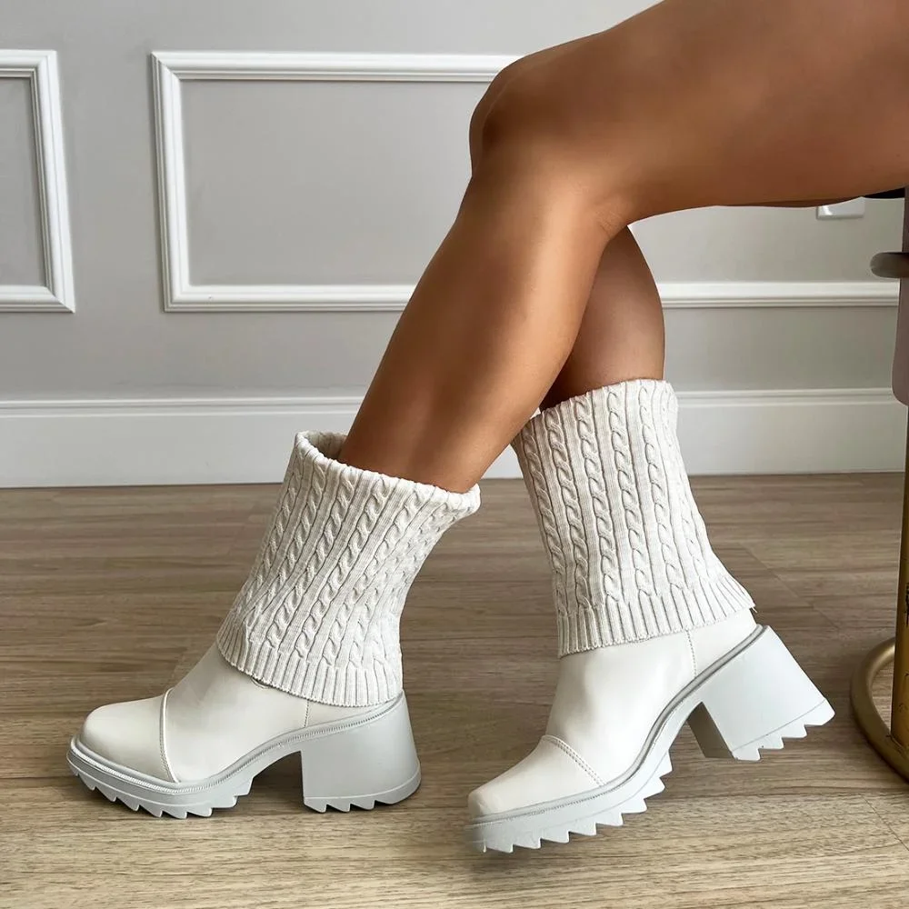 Bota Meia Betina Off White Bege 5
