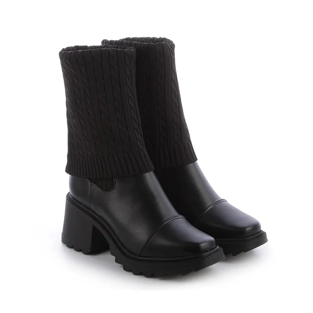 Bota Meia Betina Preto Preto 5