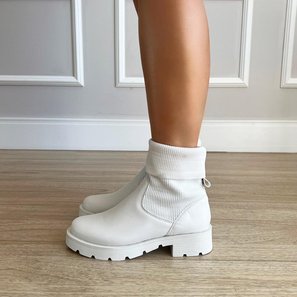 Bota Meia Rochelle Off White Branco 3