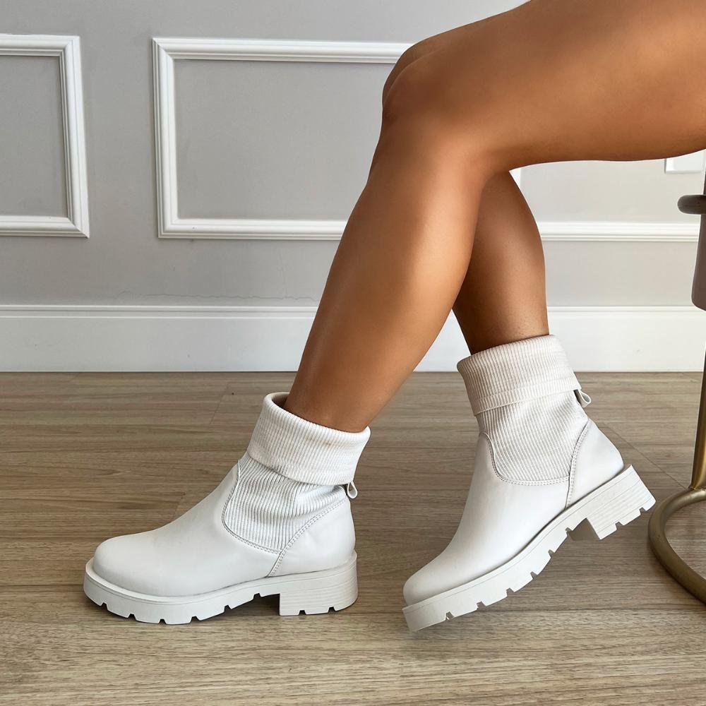 Bota Meia Rochelle Off White Branco 4