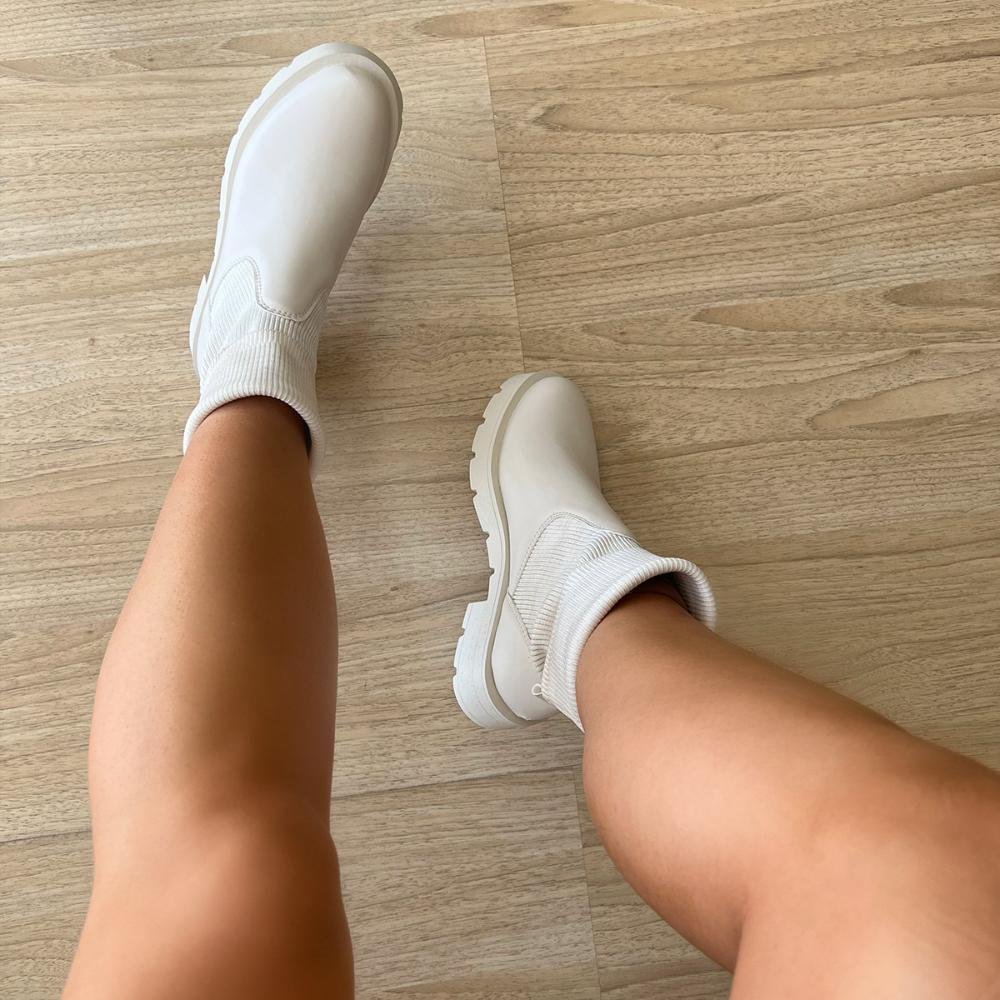 Bota Meia Rochelle Off White Branco 6