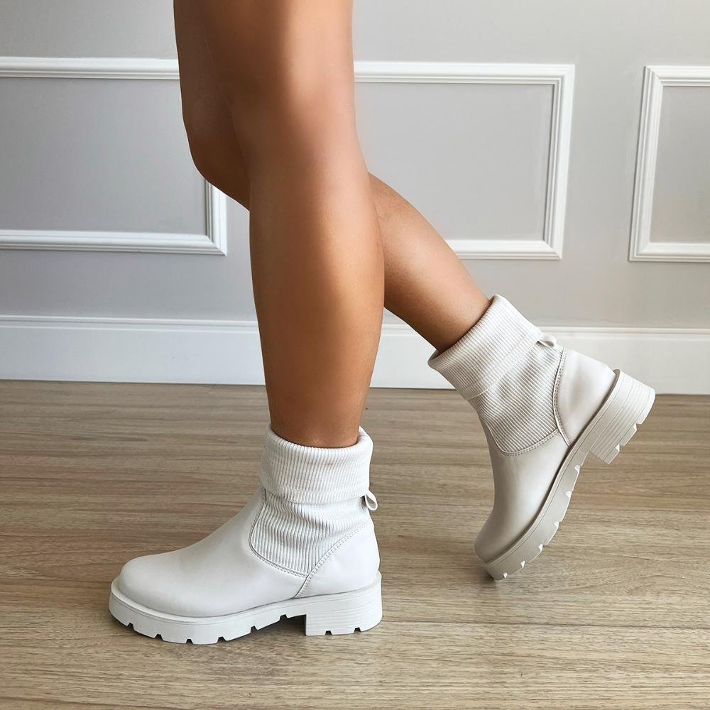 Bota Meia Rochelle Off White Branco 7