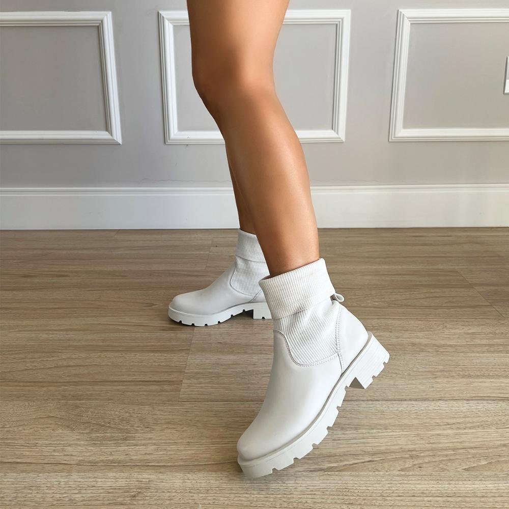 Bota Meia Rochelle Off White Branco 8