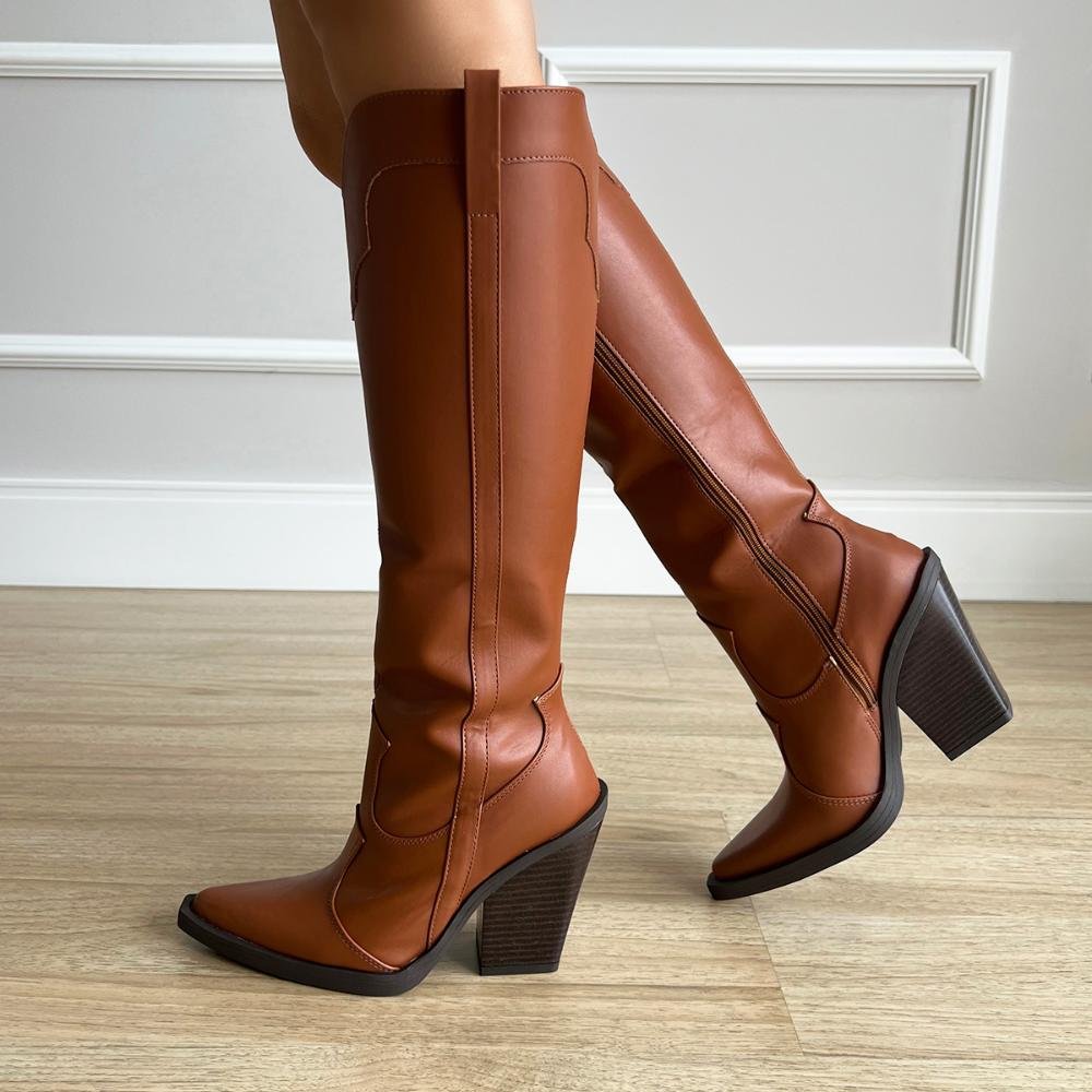 Bota Country Western Thayna Cano Alto Whisky Marrom 4