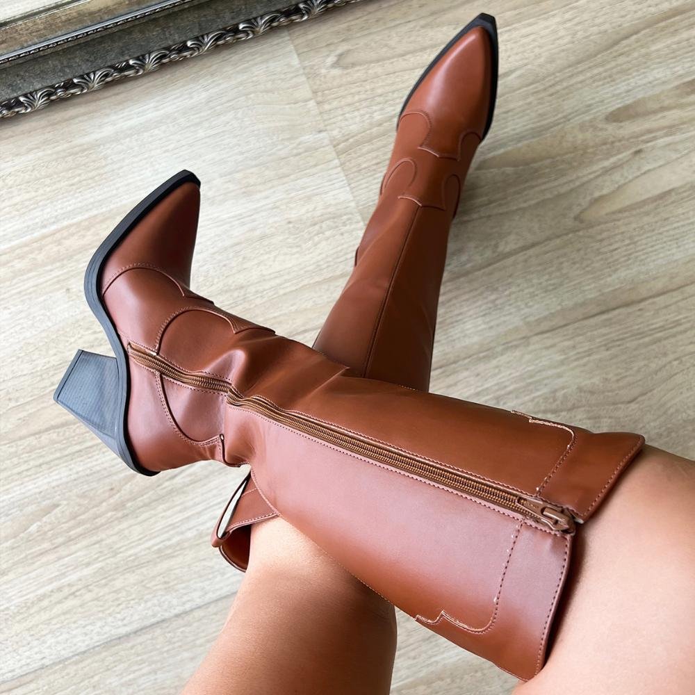 Bota Country Western Thayna Cano Alto Whisky Marrom 6