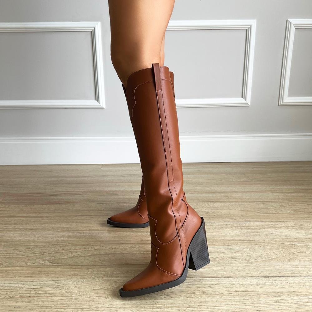 Bota Country Western Thayna Cano Alto Whisky Marrom 7