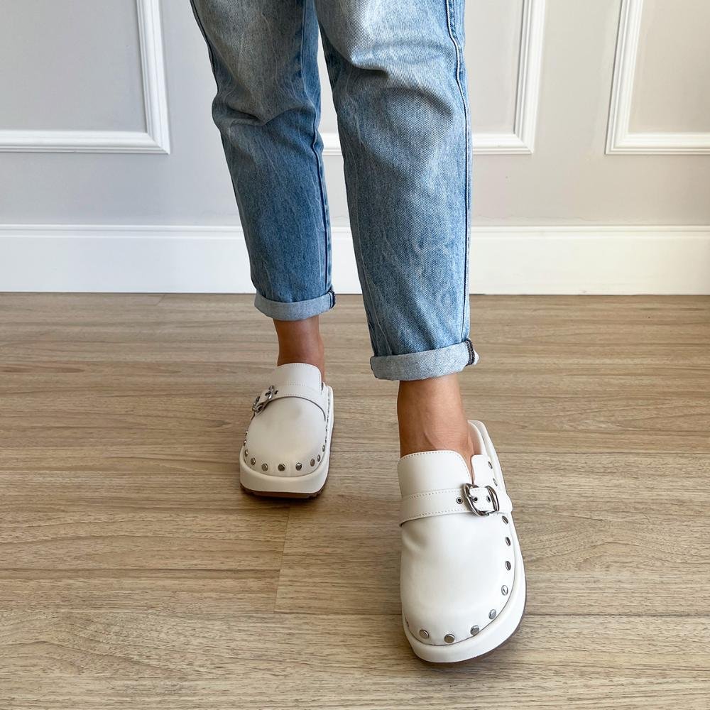 Mule Clog Ludmila Off White Branco