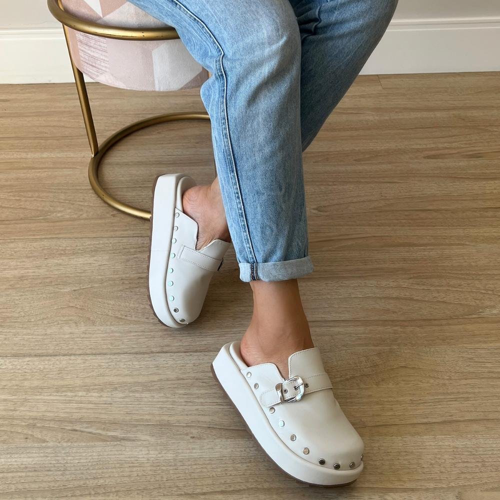 Mule Clog Ludmila Off White Branco