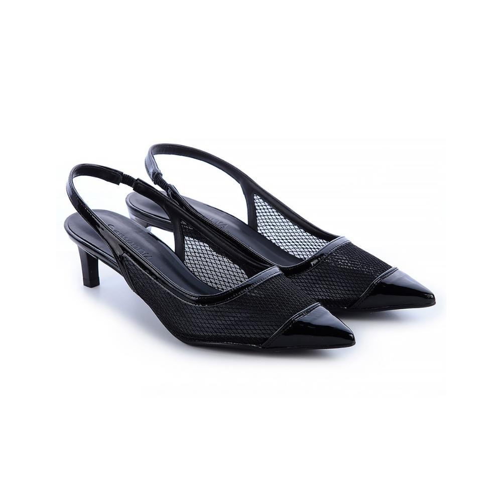 Sapato Scarpin Tela Kate Preto Preto 3