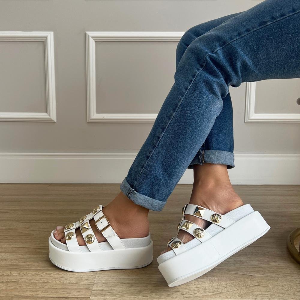 Flat Tamanco Letty Branco Branco 2