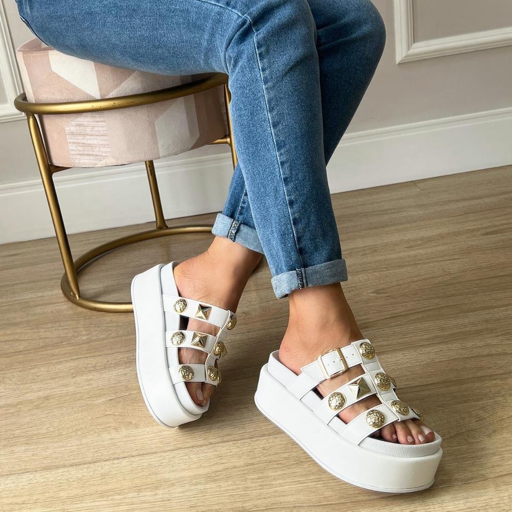 Flat Tamanco Letty Branco Branco 4
