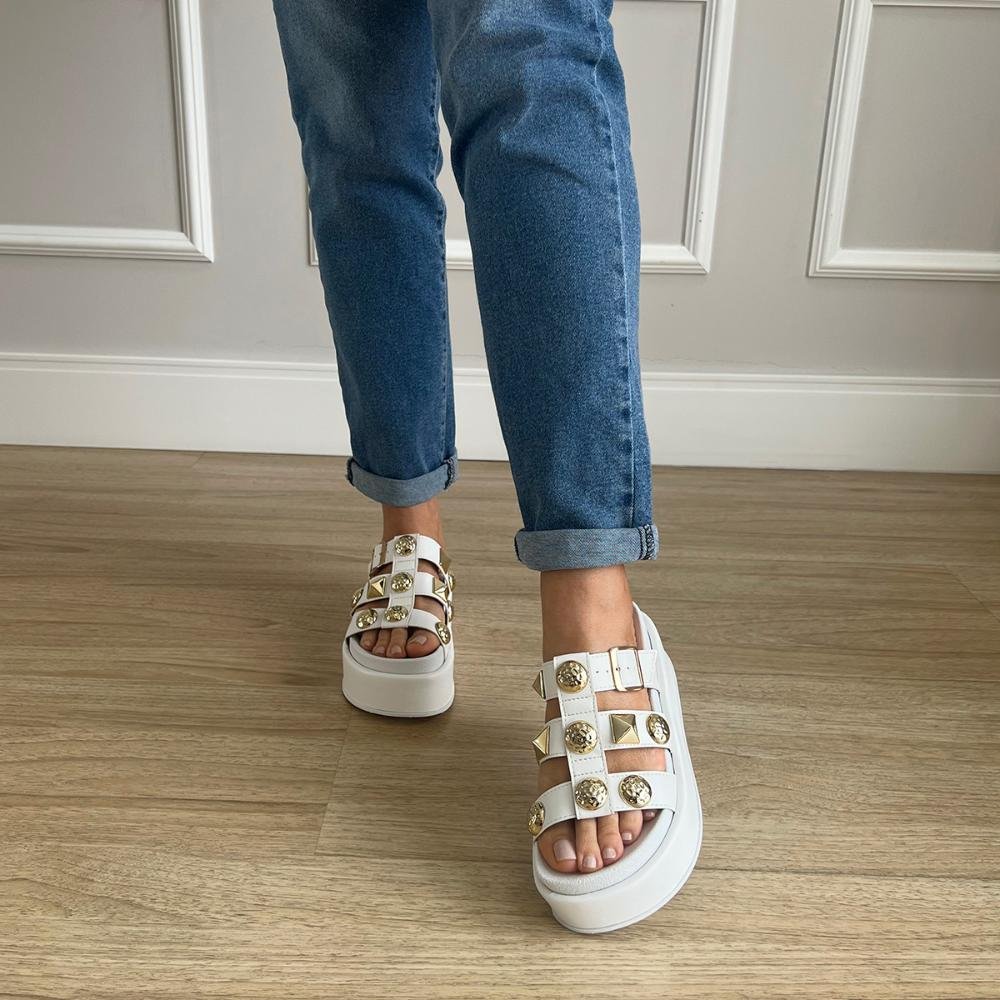 Flat Tamanco Letty Branco Branco 6