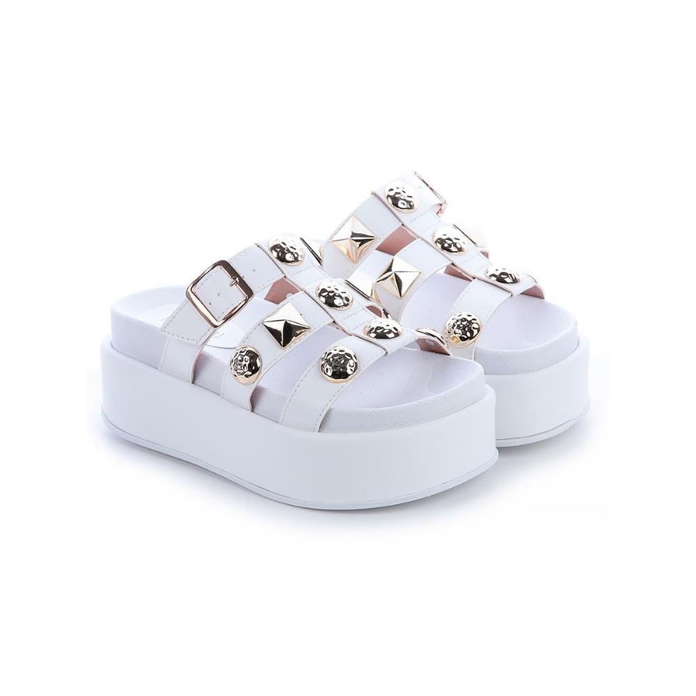 Flat Tamanco Letty Branco Branco 7
