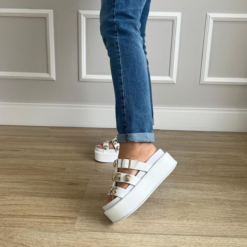 Flat Tamanco Letty Branco Branco 8