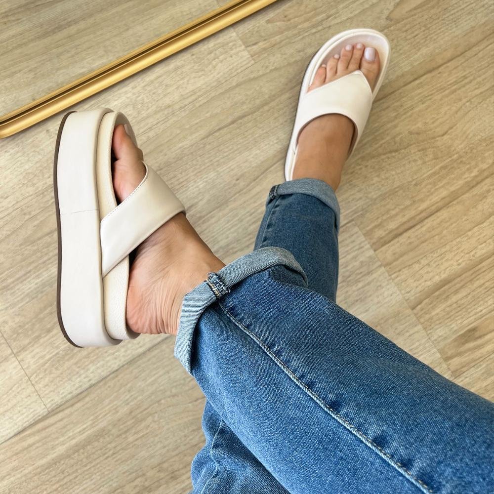 Flat Tamanco Dedo Avril Off White Branco 6