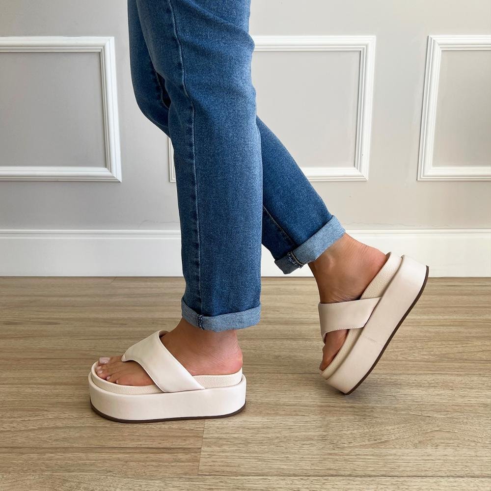 Flat Tamanco Dedo Avril Off White Branco 7
