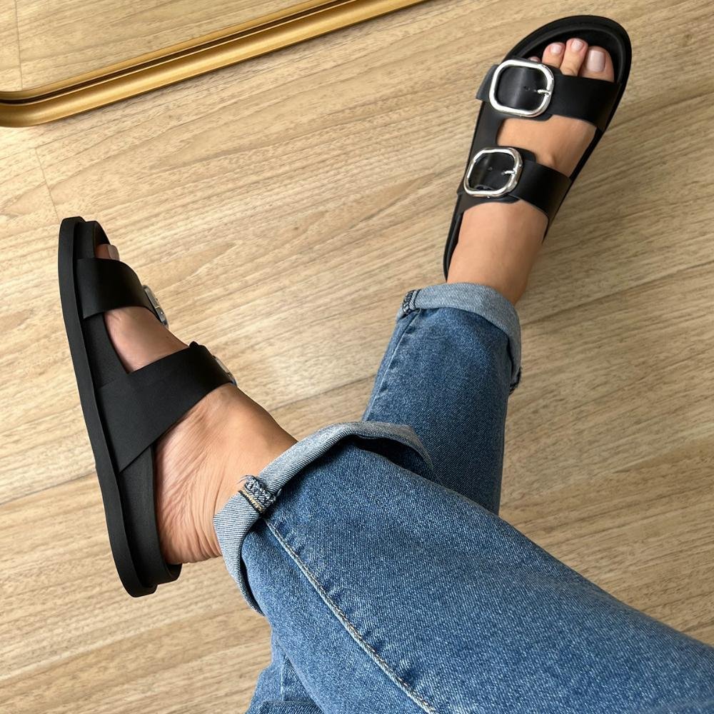 Flat Giza Fivelas Preto Preto 3