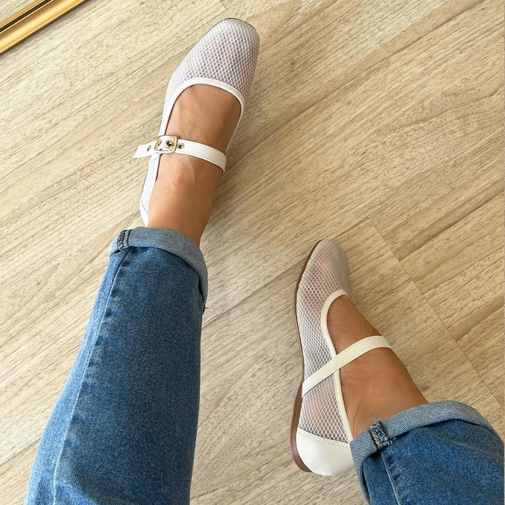 Sapatilha Ariel Tela Off White Branco 2