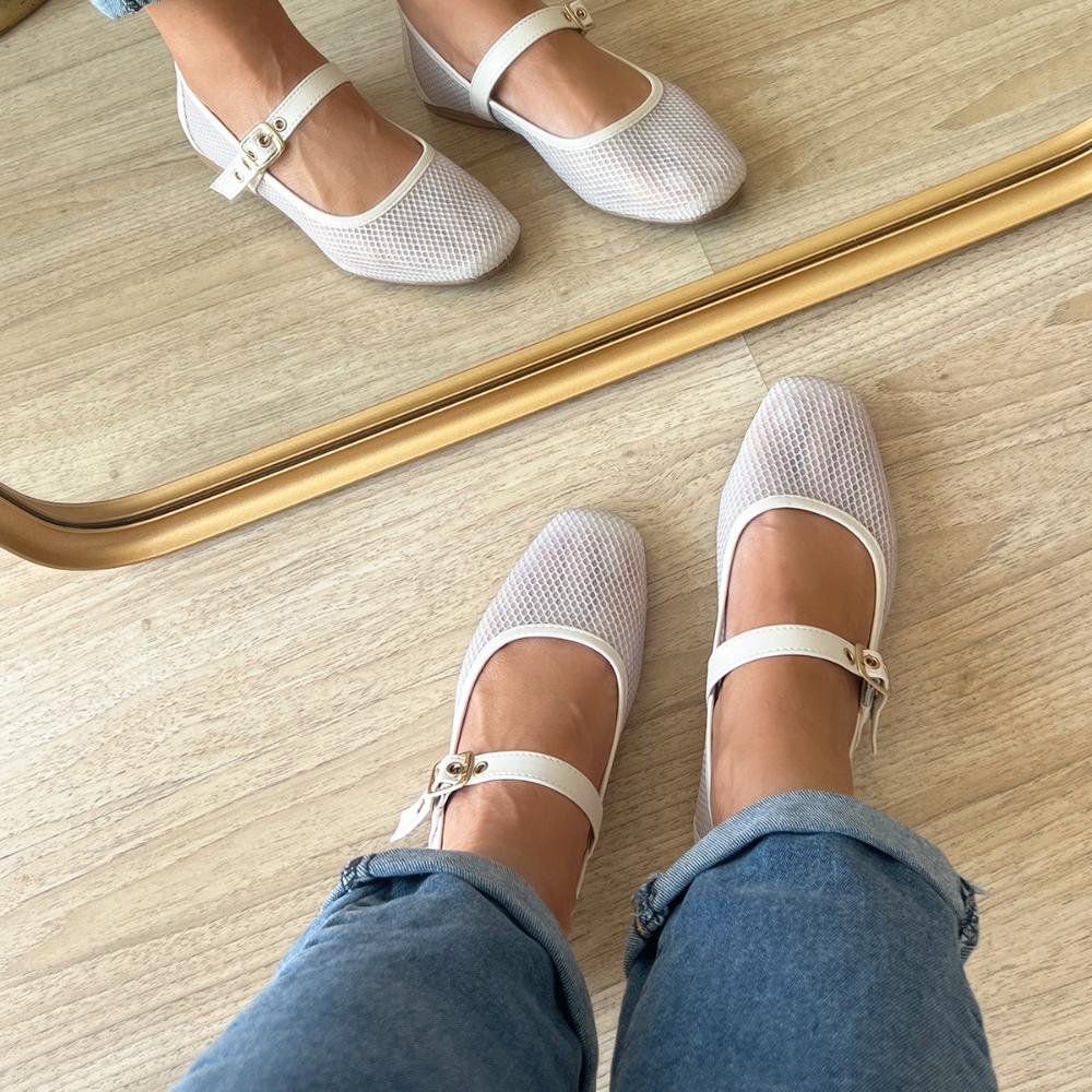 Sapatilha Ariel Tela Off White Branco 4