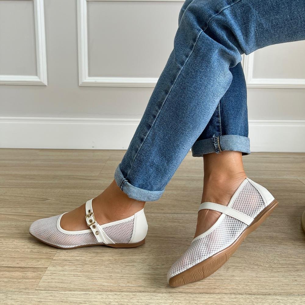 Sapatilha Ariel Tela Off White Branco 6