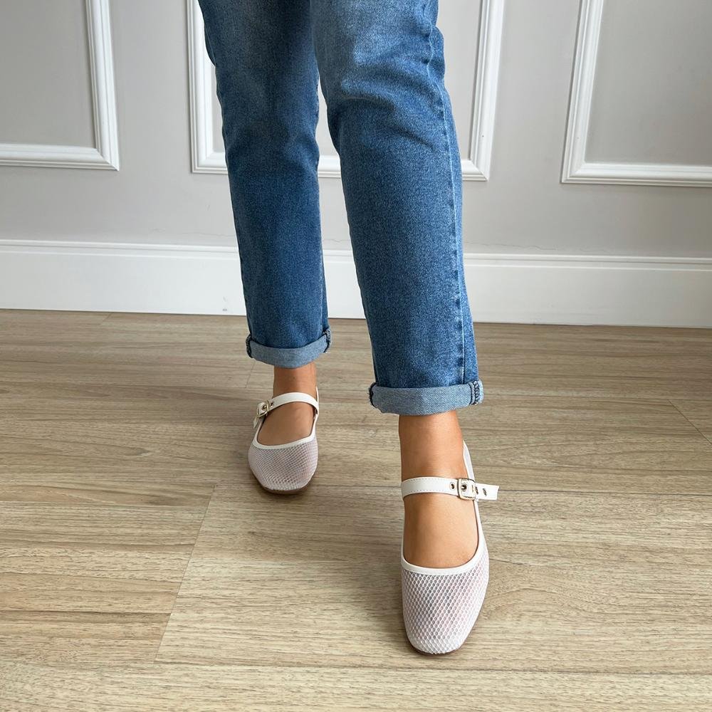 Sapatilha Ariel Tela Off White Branco 7