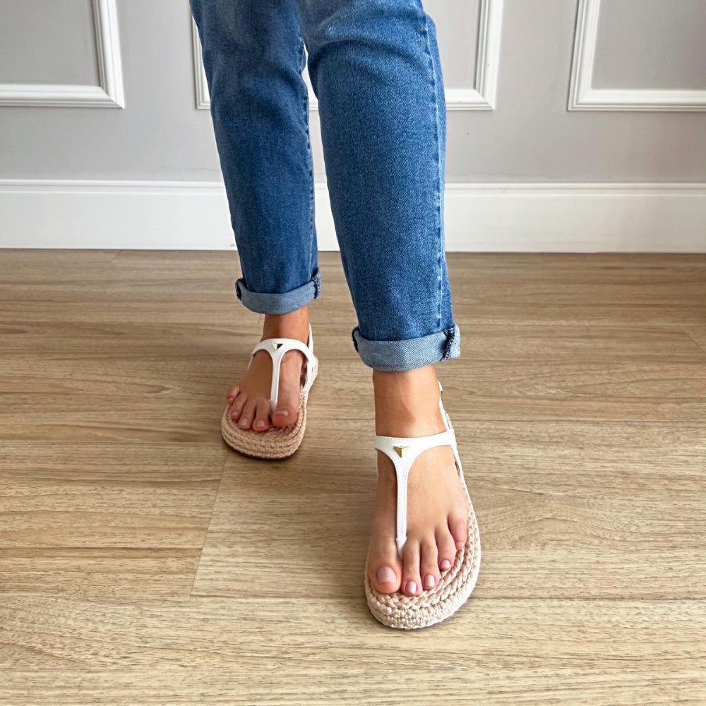 Sandália Rasteira Patty Branco Branco 4