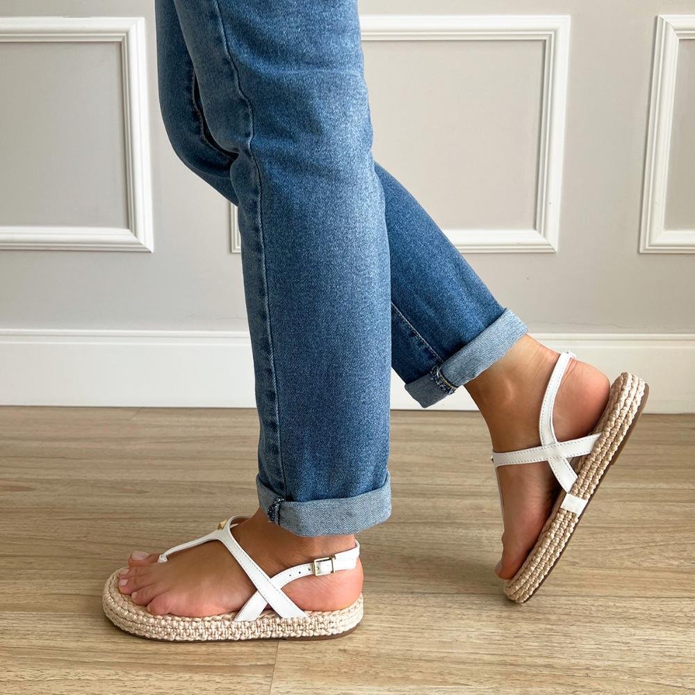 Sandália Rasteira Patty Branco Branco 7