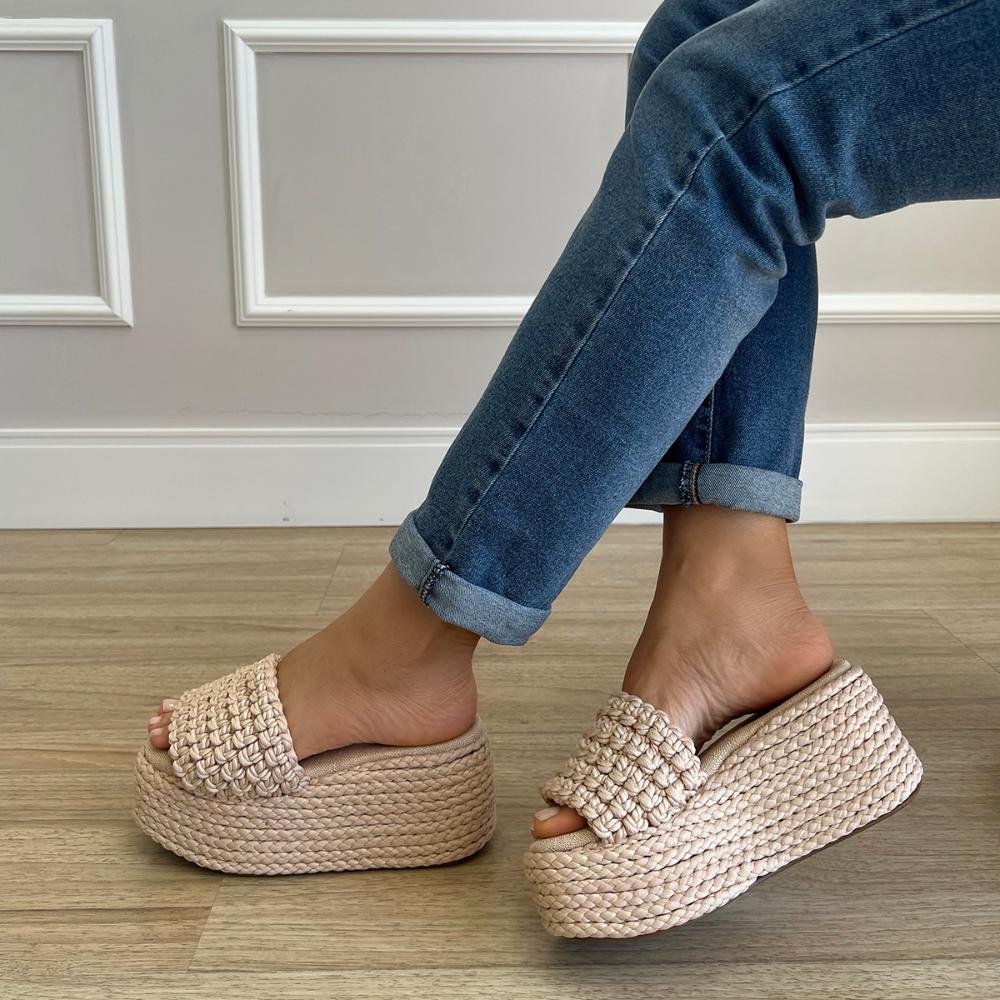 Sandália Flat Cordas Jasmine Bege Bege 4