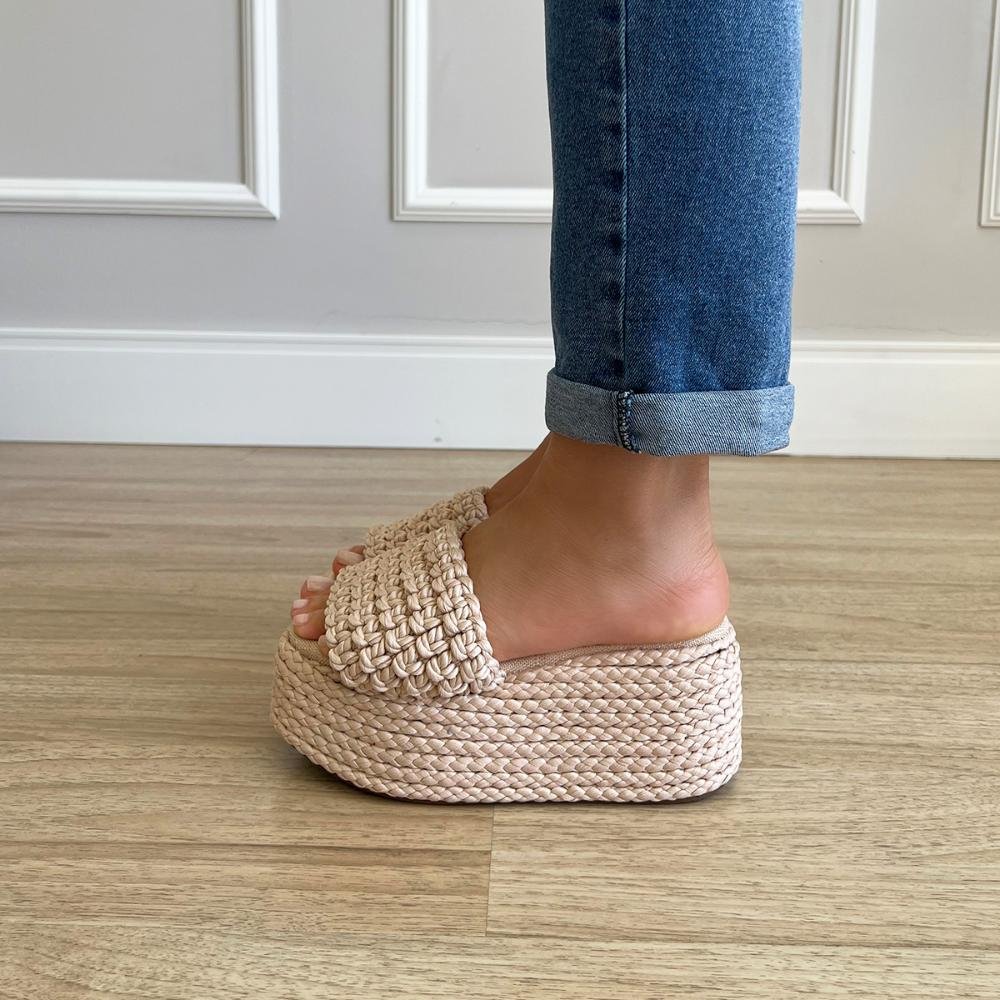 Sandália Flat Cordas Jasmine Bege Bege 6