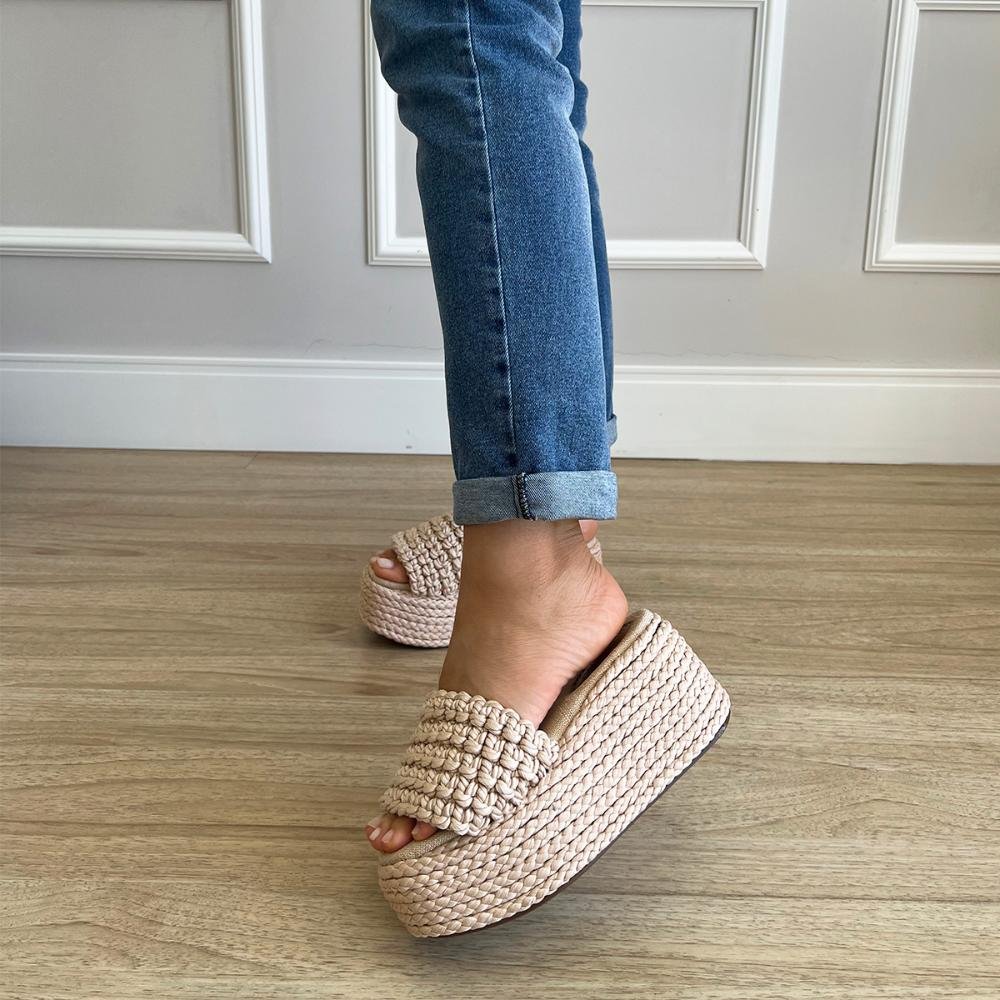 Sandália Flat Cordas Jasmine Bege Bege 8