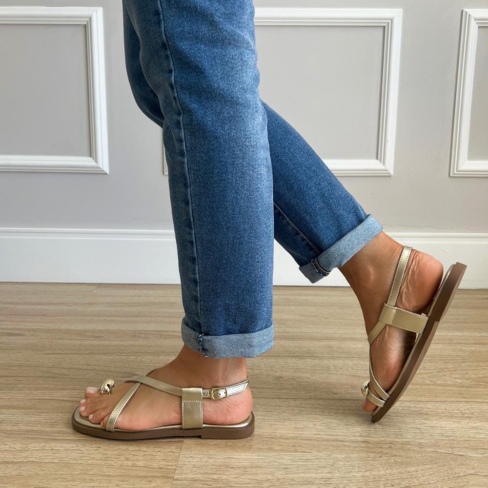 Sandália Rasteira Samira Dedo Ouro Light Prata 2