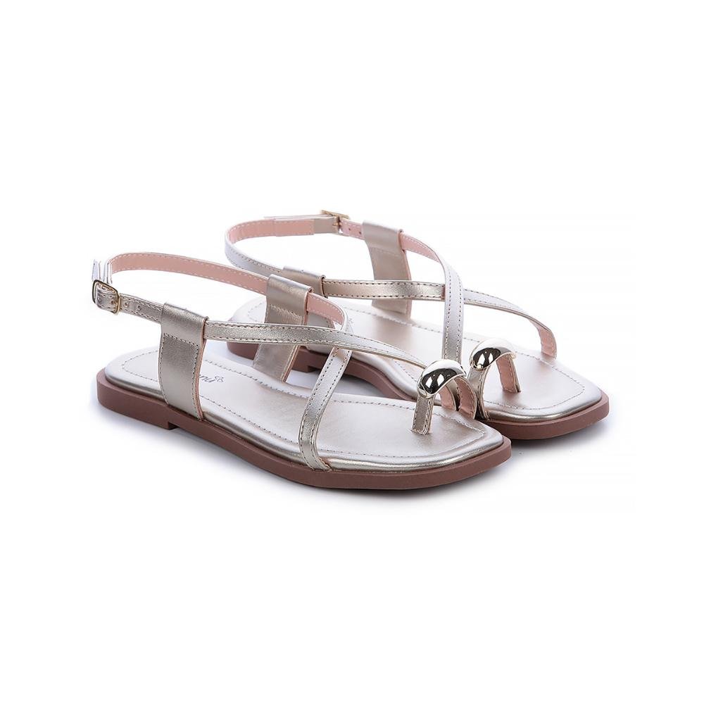 Sandália Rasteira Samira Dedo Ouro Light Prata 3
