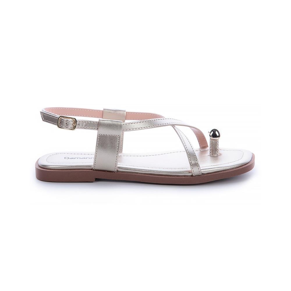 Sandália Rasteira Samira Dedo Ouro Light Prata 1