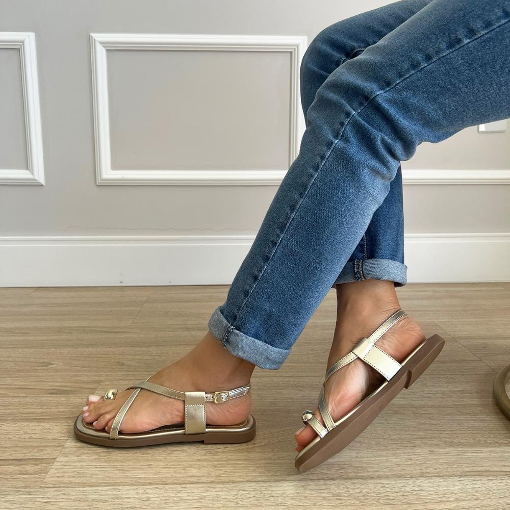 Sandália Rasteira Samira Dedo Ouro Light Prata 8